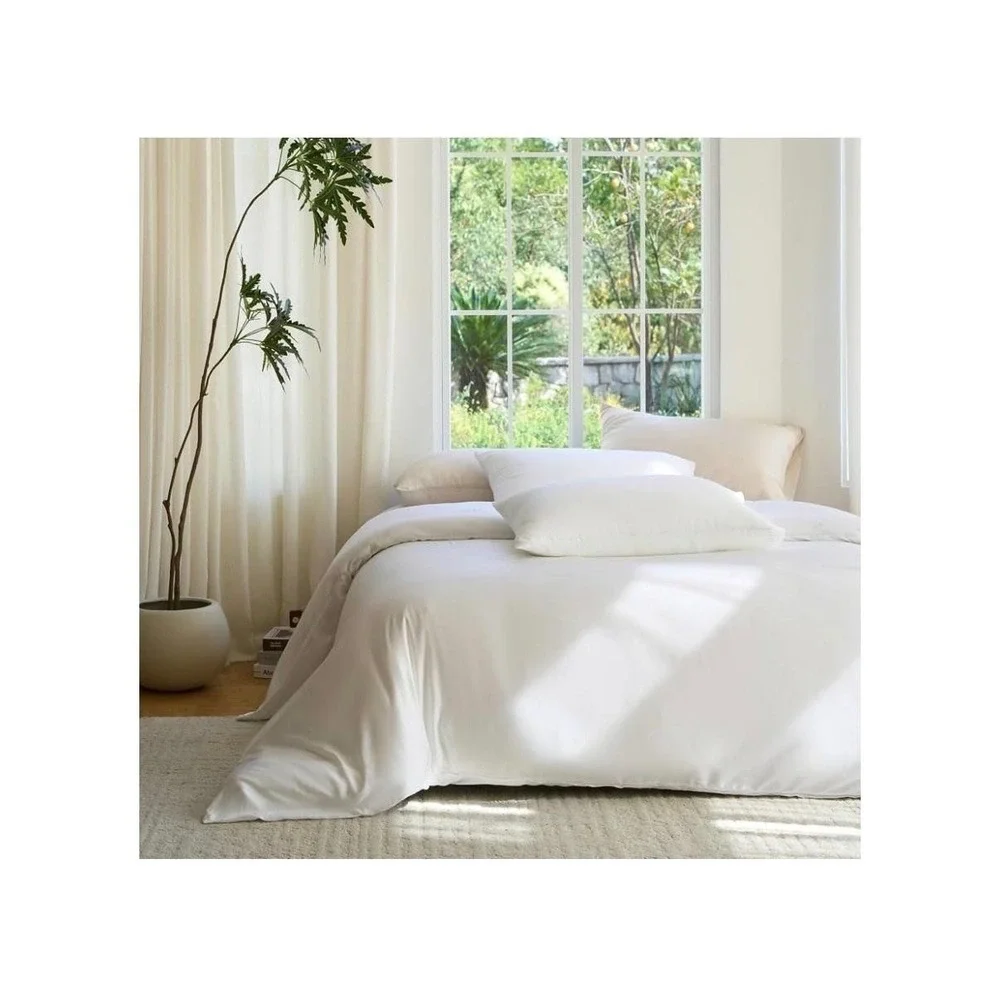 DOZ King/Cal King Duvet Cover Set Bamboo Viscose White Cooling Soft‎ Sateen